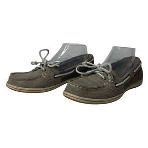 Sperry Angelfish Slip On Lace Up Canvas Flat Boat Shoes Gray Women's Size 9M